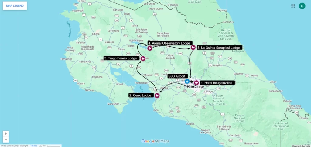 Birding at its Best Tour Map